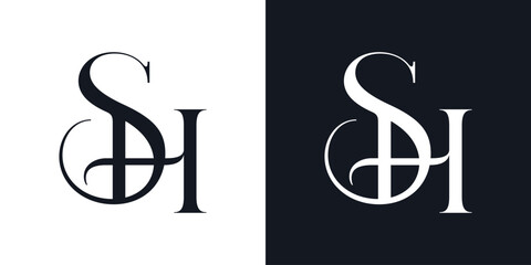 SH Letter Minimalist Logo Vector , Initial Logo Vector for Brand Company