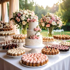 Elegant wedding dessert buffet