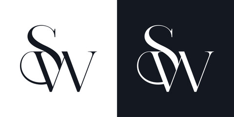 SW Letter Minimalist Logo Vector , Initial Logo Vector for Brand Company
