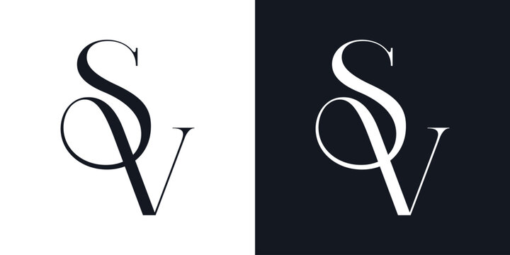 SV Letter Minimalist Logo Vector , Initial Logo Vector for Brand Company