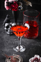 Spooky red Halloween monster cocktail