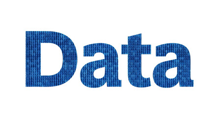 Digital Data Text With Abstract Blue Matrix Pattern Transparent Background