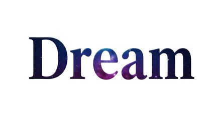 A Celestial Dream Typography Design Featuring Cosmic Colors and Stars with Transparent Background