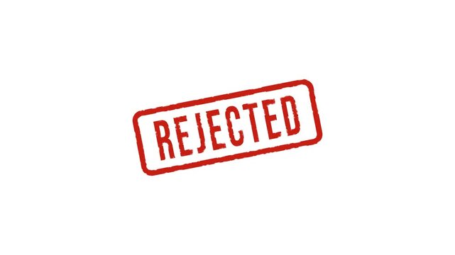 Rejected rubber stamp animation on transparent background. Rejected stamp with red ink. 4k video