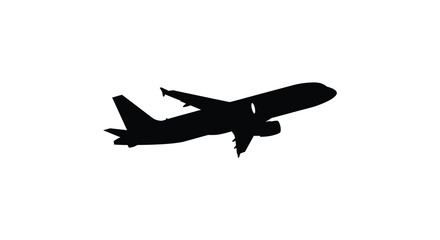 A dark airplane form against a white background a striking silhouette