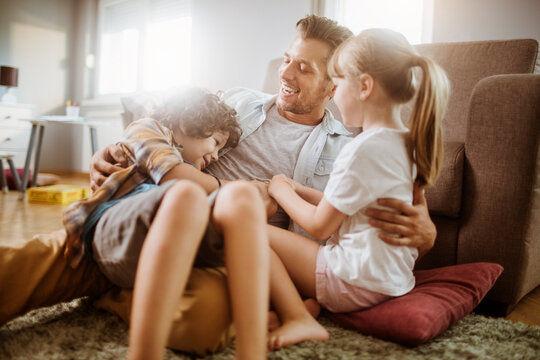 Family playing together at home