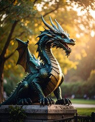 Dragon statue in park