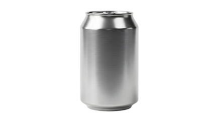 A generic metallic soda can presented as a plain object isolated on a clean white background, featuring no shadow, no logo, and no text