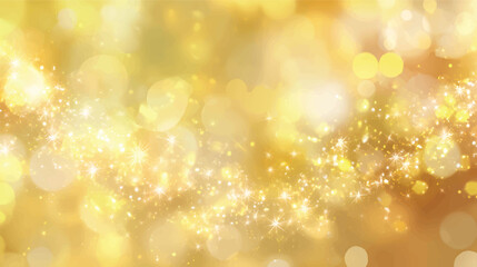 Obraz premium A shimmering golden background with soft bokeh lights and sparkling stars