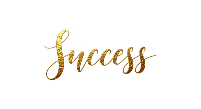 Elegant Golden Script Word Success Transparent Background for Your Designs