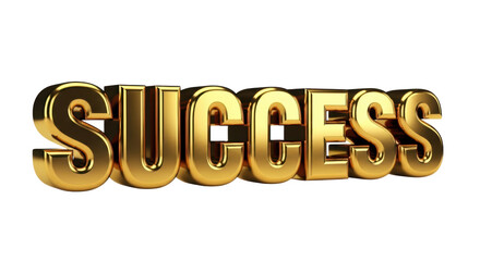 Shiny Gold 3D Text Design for Success With a Transparent Background