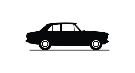 Classic sedan automobile depiction in stark black and white a simple silhouette