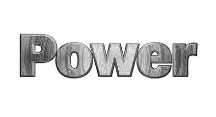 Grunge Metallic Effect Text Overlay With the Word Power Transparent Background