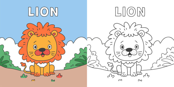 Lion line art drawing coloring page