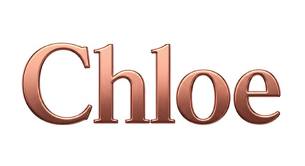 Elegant Rose Gold Metallic Text Effect Featuring the Name Chloe With Transparent Background