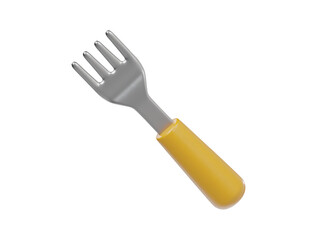 3d sliver fork  with yellow handle icon