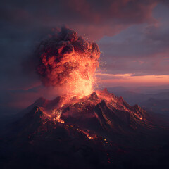 sunset in the volcano