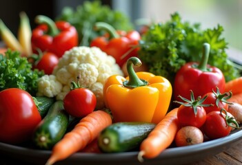 Vibrant Rainbow Display of Seasonal Vegetables Bursting with Colorful Freshness and Natural Beauty
