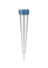 Clear microcentrifuge tube with blue cap