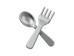 3d sliver fork and spoon  icon render illustration