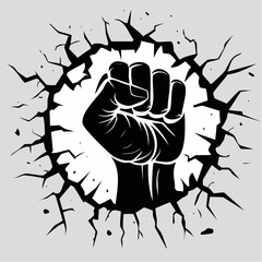 Fist Breaking Wall Silhouette