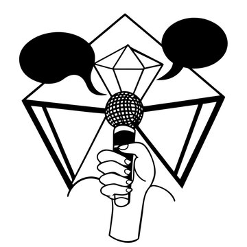 illustration of microphone in hand