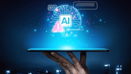 AI interface showing prompt error warning and system alert. AI prompt failure can lead to incorrect...