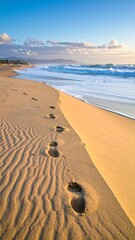 Footprints on a golden beach (1)