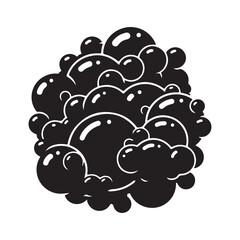 Monochrome Stylized Bubble Cluster Vector Graphic with Glossy Highlights