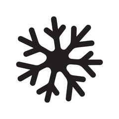 Minimalist Black Snowflake Icon with Rounded Branches on White Background