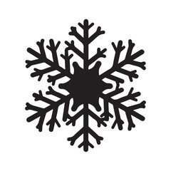 Black Snowflake Icon Vector Illustration with Symmetrical Winter Design on White