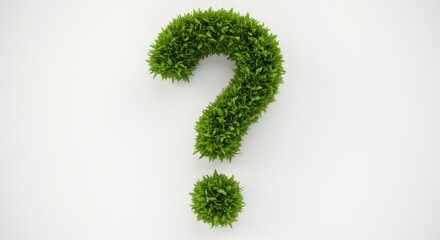 Green Question Mark of Leaves - A question mark shaped from lush green leaves against a white background. Perfect for environmental concepts