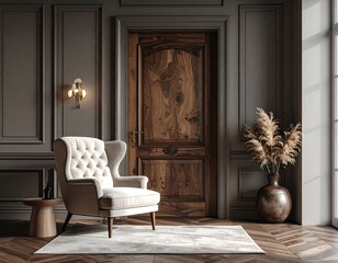 Elegant interior room with a comfy armchair