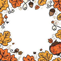 Fototapeta premium A simplistic flat design illustration of autumn, featuring a doodle cartoon style With png Transparent 
