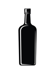 Classic black silhouette of a liquor bottle on white background