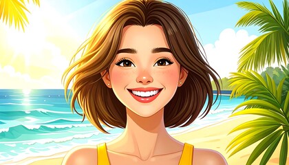 Smiling woman on a beach