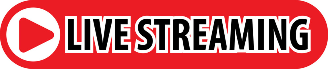 Live Streaming Icon with Play Button and Text for Online Video Broadcasts and Events