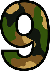Camouflage Number 9 - Military Pattern Numeral 