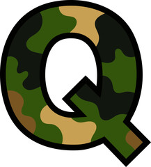Camouflage Letter Q - Military Pattern Typography 