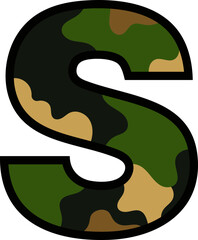 Camouflage Letter S - Military Pattern Typography 