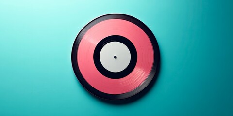 Black pink vinyl retro record on pastel background