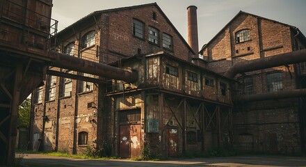 abandoned factory or industrial building with a rustic