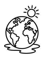 Earth melting under hot sun global warming concept illustration