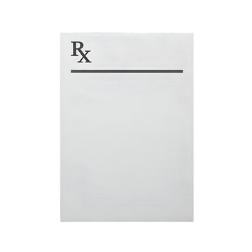 Blank prescription pad with rx symbol isolated on transparent background