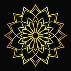 Golden mandala abstract geometric flower spiritual design