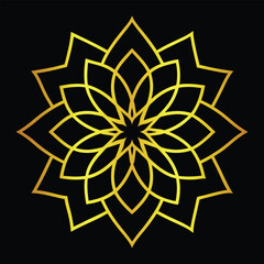 Golden geometric mandala pattern symmetric spiritual design