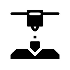 Vector illustration of a black silhouette gavel and key symbol, an isolated justice tool
