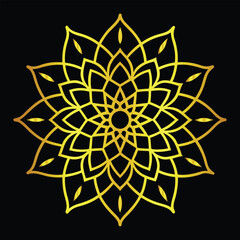 Golden mandala pattern abstract geometric ornamental design