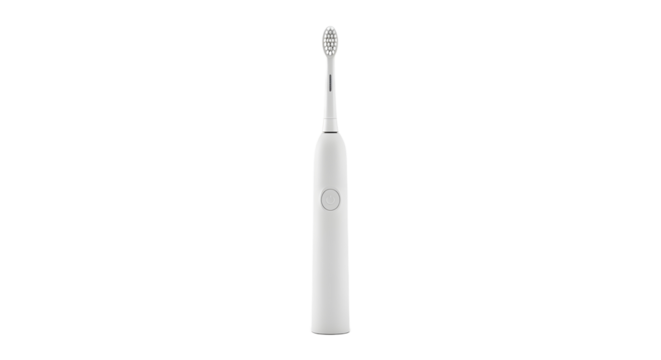 Minimalist power toothbrush for personal wellness, a plain object isolated on a clean white background with no logo or text