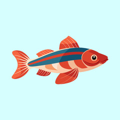 Illustration of a colorful Danio fish swimming in a light blue background